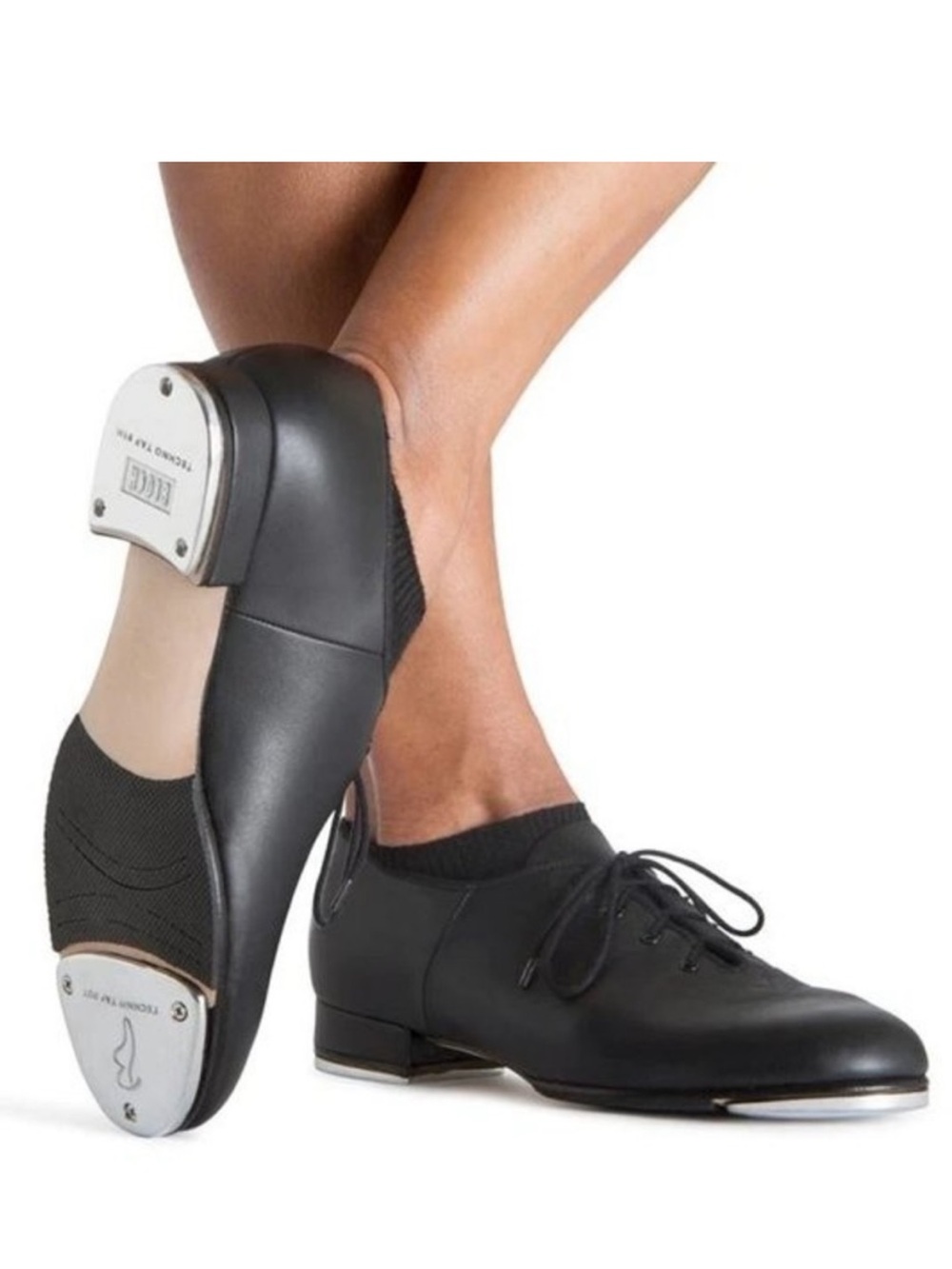 BLOCH Black JAZZ Techno TAP Leather SHOES Size 10 Men DANCE GENUINE SOFT Lace Up